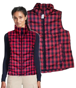 CHALECO ACOLCHADO ACOLCHADO LANDS END Petite M Buffalo a cuadros rojo/azul marino 600 - Imagen 1 de 3