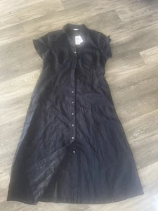 Neu mit Etikett J Jill schwarz Leinenmischung Maxi Shirt Kleid | Größe M Lagenlook klassisch adrett - Bild 1 von 5