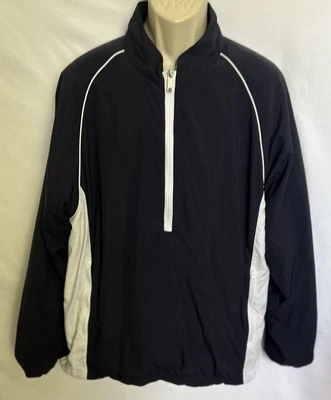 FootJoy Mens Lined 1/2 Zip Golf Jacket Zipper Pockets Navy/White Size XL - Image 1 of 4