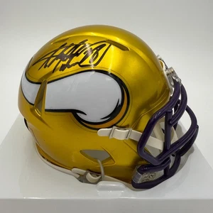 ADRIAN PETERSON SIGNED/AUTOGRAPHED MINNESOTA VIKINGS FLASH MINI HELMET - BAS - Picture 1 of 10