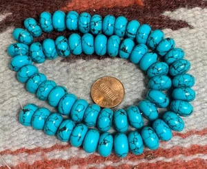 15.5" synthetic turquoise disc beads/12mm diameter x 8mm(t703c-w3.5) - Picture 1 of 1