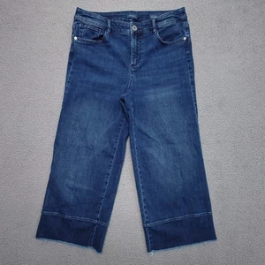J Jill Jeans Damen 8 Petite Blue Denim High-Rise Full Leg Crop Raw Hem Stretch - Bild 1 von 9