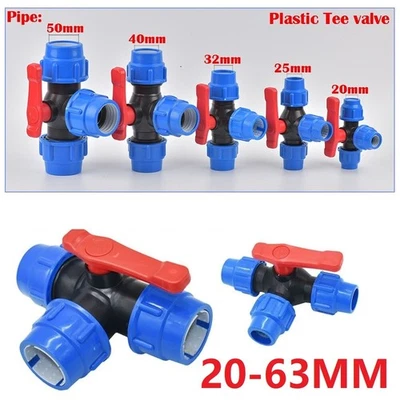 3 Wege Kugelhahn PE Drei Wege Ventil Kunststoff Ball Valve 20/25/32/40/50/63mm - Bild 1 von 4