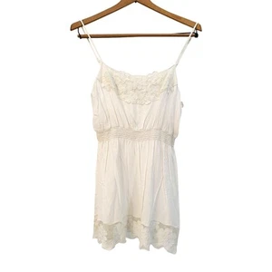 Y2K 00s Ethereal Cottagecore Feminine Boho Romantic Lace Trim Slip Mini Dress L - Bild 1 von 9