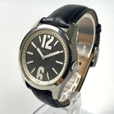 BVLGARI ST37S Quartz Black Dial Leather Strap Silver Case Men's Watch 37mm - Image 1 of 4