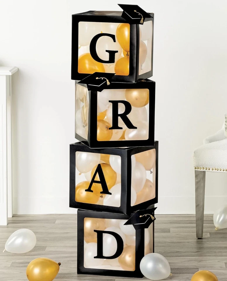 Nuevo Kit de Caja Negra Globo Grad 47" con Globos de Látex Negro, Graduación Dorada Foto 1 de 1