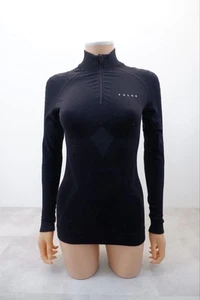 Falke Base Layer Half Zip Top Size S Black Wool Tech High Neck Vgc - Picture 1 of 8