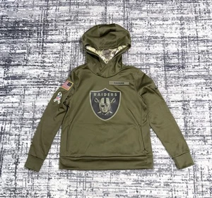 Nike Las Vegas Raiders Salute To Service Pullover Hoodie Green Youth Size M - Picture 1 of 7