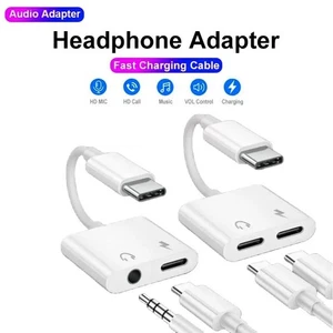 2-in-1 USB C Audio Adapter to 3.5mm Jack + Type-C Charging Cable - Picture 1 of 12