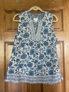 Blusa grande con estampado floral azul con bordado Sigrid Olsen para mujer - Imagen 1 de 6