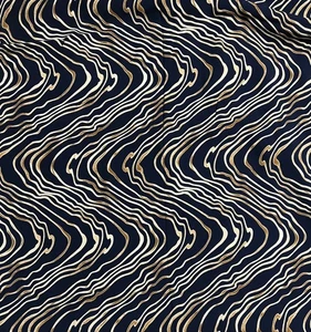 V-Label IPEKER Vegan Viscose/Rayon? Fabric, Black with Tan Freeform Lines - Picture 1 of 4