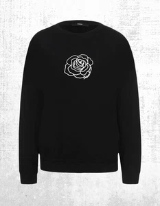 Ex Women’s Long Sleeve F-Gertrude-Z Sweatshirt in Black Embroidered Floral - Picture 1 of 7