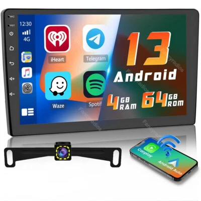 10.1" Android 13 Double 2 Din Car Stereo 4GB+64GB GPS Navi WIFI Car Radio Camera - Image 1 of 4