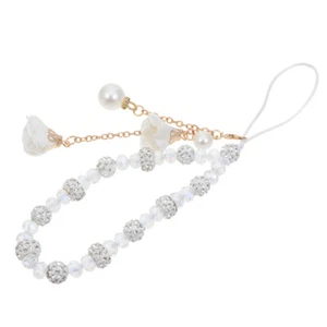 1pc Non-slip Phone Lanyards Crystal Beads Flower Hand Wrist Strap Short String - Zdjęcie 1 z 12