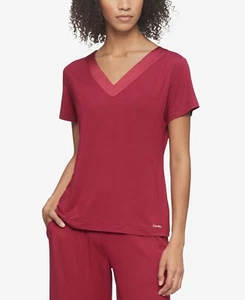 Camiseta de salón Calvin Klein satinada borgoña talla S 1071 - Imagen 1 de 2