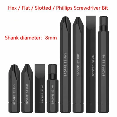 Screwdriver Bit Hex / Flat / Slotted / Phillips Screw Bolts Drive Drill Magnetic - Image 1 of 4
