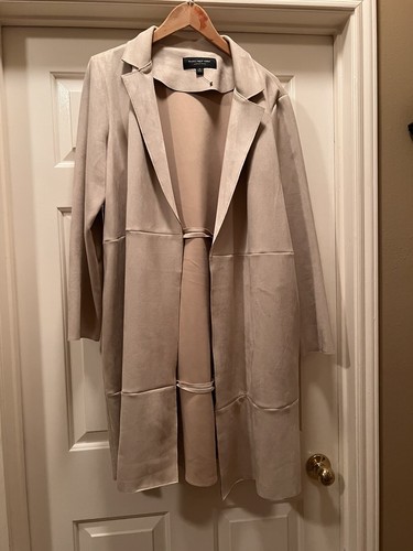 OFF WHITE GIACCA APERTA MARC NEW YORK MICROSUEDE crema avorio bianco sporco beige pallido ~ NUOVA ~ XL