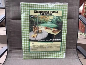 VINTAGE  1970’s Mod Retro Fitted Vinyl Picnic Tablecloth Fits 27”x72” - Picture 1 of 3