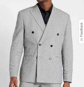 Express Men’s Black White Houndstooth Linen Blazer Jacket Size 44R NWT! - Picture 1 of 13