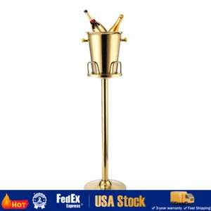 Floor Standing Golden Champagne Ice Bucket Stainless Steel Wine Cooler Ice Gift - Picture 1 of 10