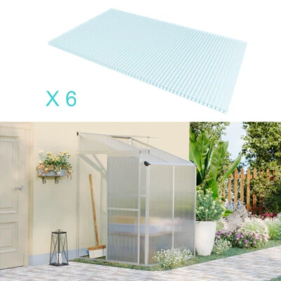 6pcs Polycarbonate Sheets 4mm Greenhouse Roof Panels Clear Twinwall UV Protect