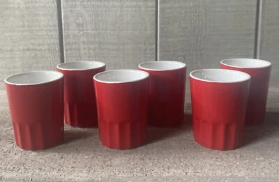 Crate & Barrel Espresso Cups Red Double Shot Demitasse Set of 6 - Image 1 of 3