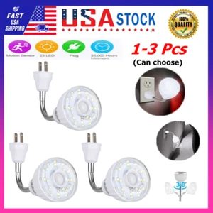 LED Night Light Motion-Activated Sensor AC Outlet Plug-In Wall Stair Lamp Indoor - Picture 1 of 14