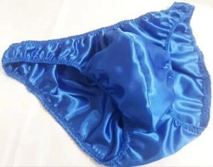 mens satin bikini underwear Royal Blue handmade charmuse small medium large ex - Picture 1 of 1