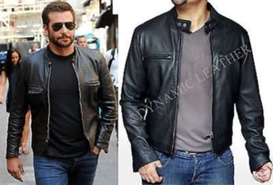 Chaqueta de cuero auténtico de motorista Bradley Cooper nueva con etiqueta - Imagen 1 de 4
