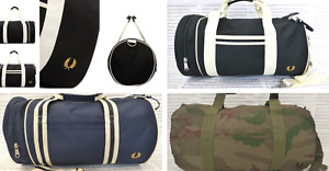 FRED PERRY Twin Tip Barrel Bag Mens Web Canvas Asst Gym Carry Shoulder Bags BNWT