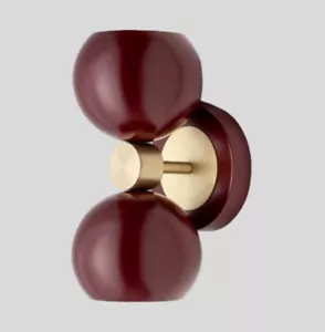 Mid Century Modern Wall Sconce Burgundy Red Flush Mount Vanity Light Fixture - Picture 1 of 6