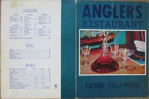 Lewes, DE Delaware 1968 Restaurantmenü, Anglers Meeresfrüchte Del - Bild 1 von 2