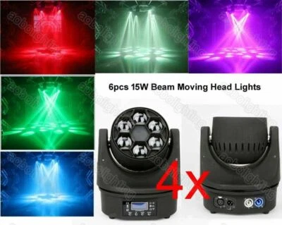 4pcs 6x15W LED Moving Light Sharp DJ Beam Bar Moving Head Stage Lights Disco Bar - Image 1 of 4