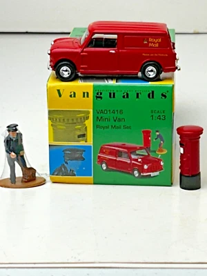 Corgi Vanguard 1:43 Scale Diecast Austin Mini Van with Box, Royal Mail Set - Image 1 of 4