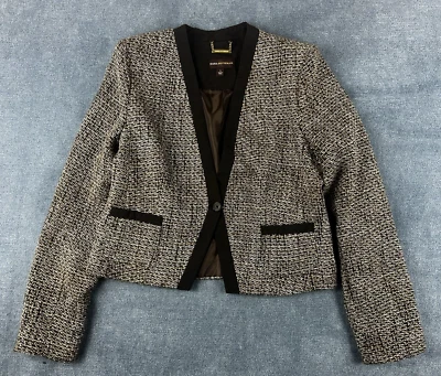 Chaqueta Blazer Dana Buchman Tweed Bolsillos Forrada Un Botón Negra Para Mujer Talla L Foto 1 de 4