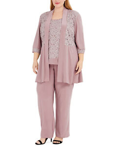 R&M Richards Plus size Women's Lace ITY 2 Piece Pant Suit - Mother of the bride 