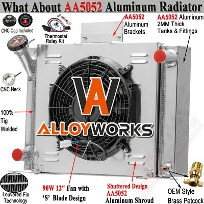 4 Row Radiator Shroud Fan For 1983-1994 Ford Ranger Pickup 2.3L 2.8L 2.9L V8 - Image 1 of 4