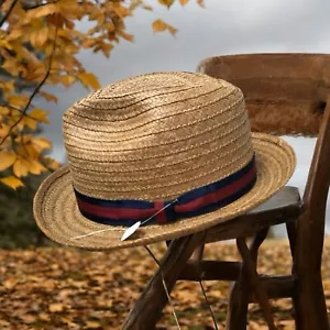 Herren, Ny Fedora Hut mit Band, Größe L, beige, Strohstil.! - Bild 1 von 10