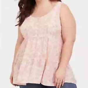 NWT Torrid Pink Blush Floral Challis Babydoll Tank Shirt Plus Size: 00X (10) - Picture 1 of 6