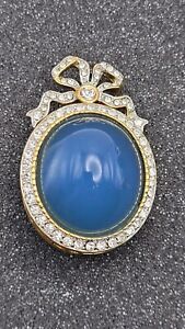 Joan Rivers Sapphire Blue Faberge Egg 24k Goldplate Brooch