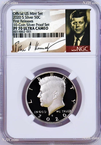 2020 S Silver Kennedy Half Dollar NGC PF70 FR Signature Label from 10-coin-set Cover