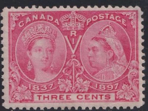 Canada Stamp #53 - Queen Victoria Jubilee (1897) 3¢ (FVF-MNH) (MINOR THIN) - Foto 1 di 1