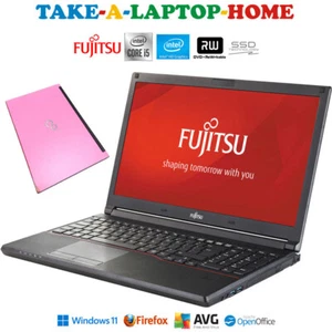 Fujitsu Pink Windows11 Laptop i5 BIG 15.6" HD Widescreen Fast 256Gb SSD Gaming - Picture 1 of 8