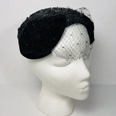 Mary Corene Negro Terciopelo Velado Sombrero Fascinador Calavera Gorra Paja Pinup Rockabilly Foto 1 de 4