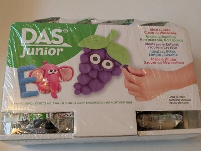 Глина для моделирования DAS JUNIOR идеально подходит для детей ~ ЗАПЕЧАТАННАЯ ~ Fila ~ Италия ~ 24 шт. 100 г каждая - Изображение 1 из 4