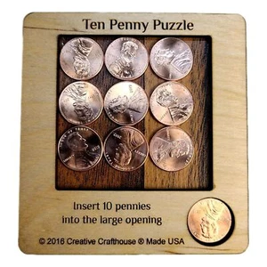 Puzzle da 10 Penny - Un problema di imballaggio a cerchio - Dieci penny come nuovi sono inclusi - Foto 1 di 4