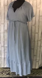 BloomChic Short Sleeve V Neck Maxi Dress 14/16 1X NWT Elastic Waist Pockets - Picture 1 of 10
