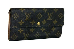 LOUIS VUITTON Monogram Canvas Leather Bifold Envelope Long Wallet Purse France - Picture 1 of 12
