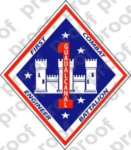 STICKER USMC UNIT   1ST COMBAT ENGINEER BATTALION ooo USMC Lisc No 20187 - Picture 1 of 1