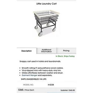 U-Line H-5238 Little Laundry Cart 450Lb Capacity Quality Caster Rolling Cart - Picture 1 of 13